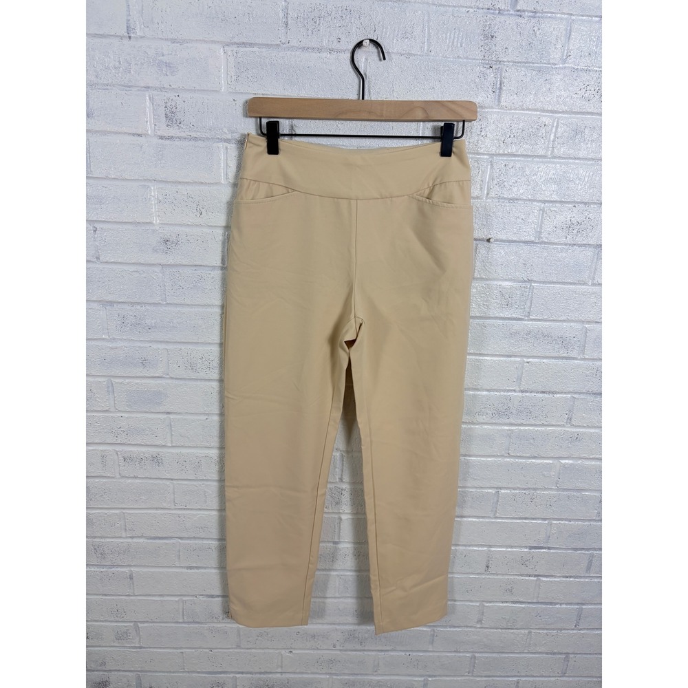 Acegolfs Tapered Golf Pants Womens S Beige Stretch Performance Side Zip